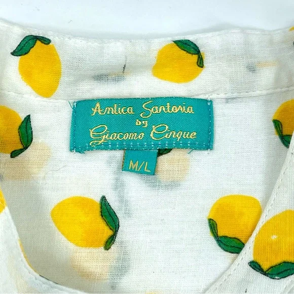ANTICA SANTORIA Women's Tunic Blouse Long Sleeve Yellow Lemons Size Medium/Large - Picture 5 of 9